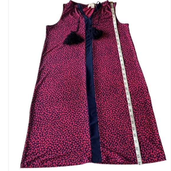 MICHAEL KORS XS Dress Pink Magenta Navy Blue Floral Print Tassel Tied Stretch - Picture 5 of 6